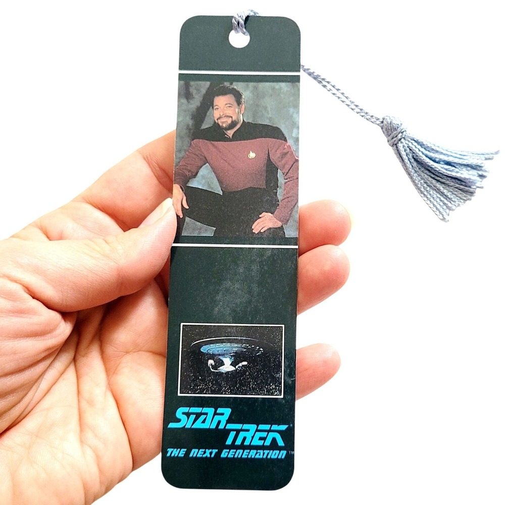 Vintage 90s Star Trek William Riker Bookmark Jonathan Frakes 1991 Antioch H-1573